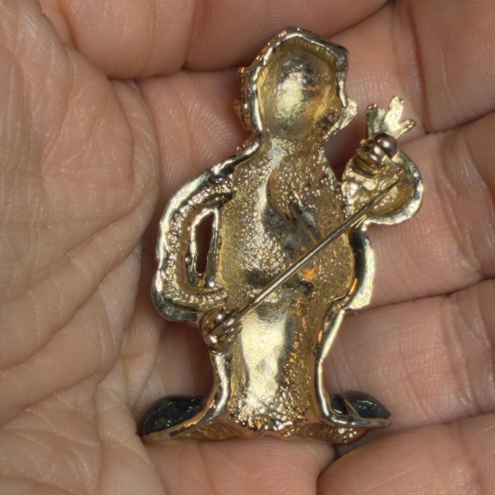 Clown Brooch Vintage Hobo Enamel Rhinestone Pin 2 Inch - Picture 6 of 6